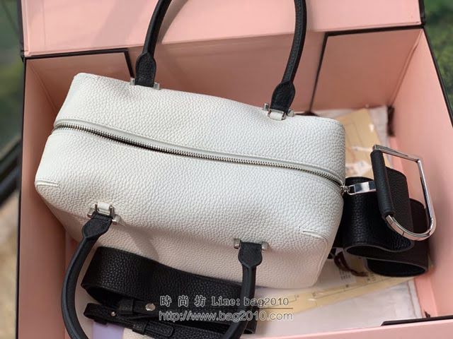 DELVAUX女包 標誌性包款 旋轉拎著提把D扣環 德爾沃女手提包 CL0028 小方包白配黑 Delvaux信封袋  fcs1266